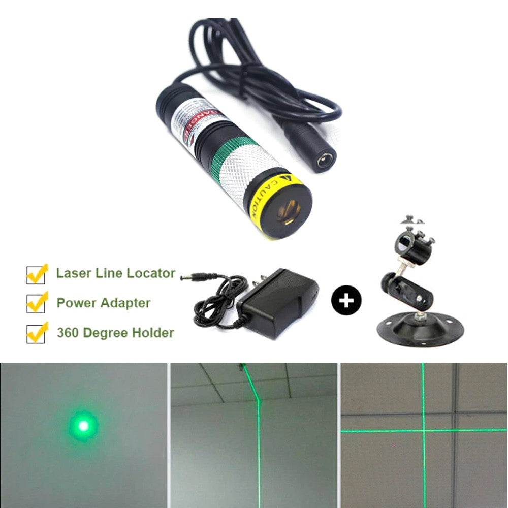 20x90mm 520nm DC5V Dot/Line/Cross Adjustable Green Light Waterproof Laser Module w/ Adapter + Bracket