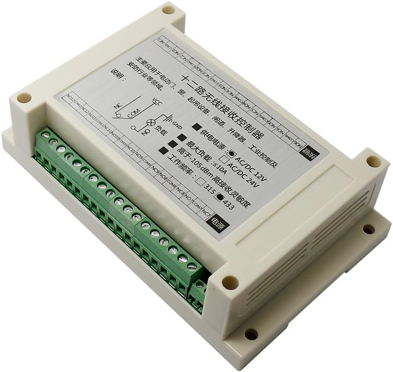 DC 12 V 12 channels with RF receiver 12 keys with remote control, frequency 433 MHz