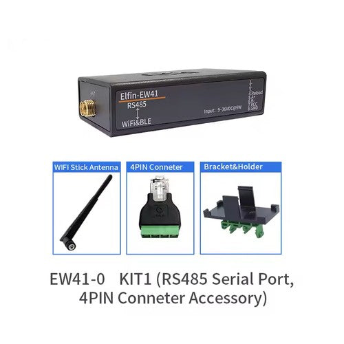 Elfin-EW40-0 EW41-0 EW42-0 Serial Server | RS232/RS485/TTL to Wi-Fi & BLE DTU with External Antenna