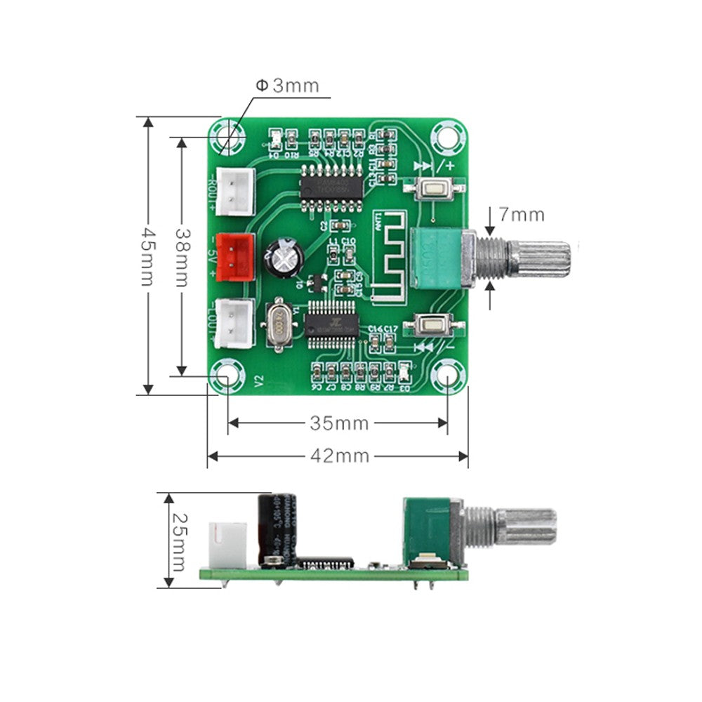 PAM8403 Iow Power Dual 5W DIY Wireless Speaker Amplifier Board Bluetooth 5.0