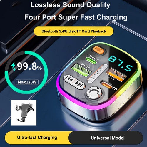 Car Bluetooth Receiver With Lossless Sound Quality MP3 Player Conversion Cigarette Car Charger Super Fast Charging