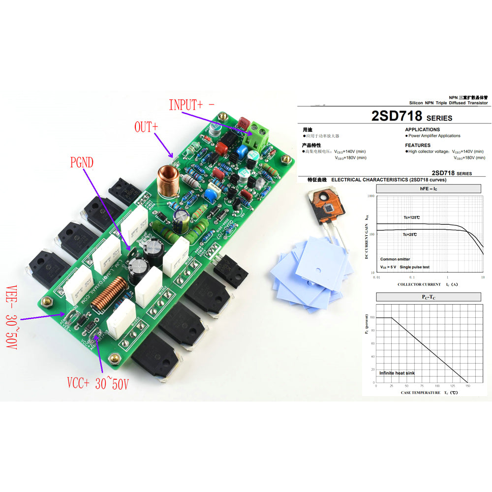 QUAD606 QUAD707 Finished Power Amplifier Completed HIFI Post‑Amp DC ±25V‑±55V Power Supply
