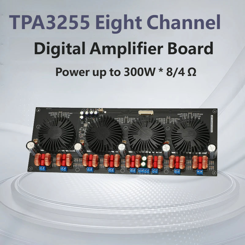 TPA3255 8-Channel 7.1 HiFi Digital Amplifier Board 300W*8 4Ω 150W*8 8Ω Class D Audio Amp DC24-48V 20-20KHz SNR100dB