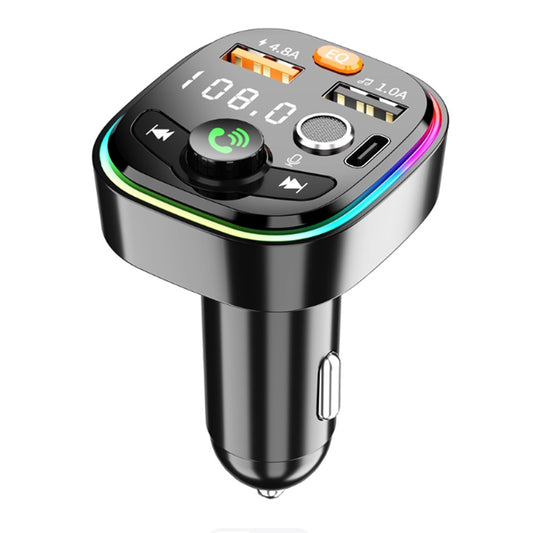 Car Bluetooth Receiver 5.0 Non destructive Multi functional Player with Atmosphere Light Car Supplies Charging Fast Charging