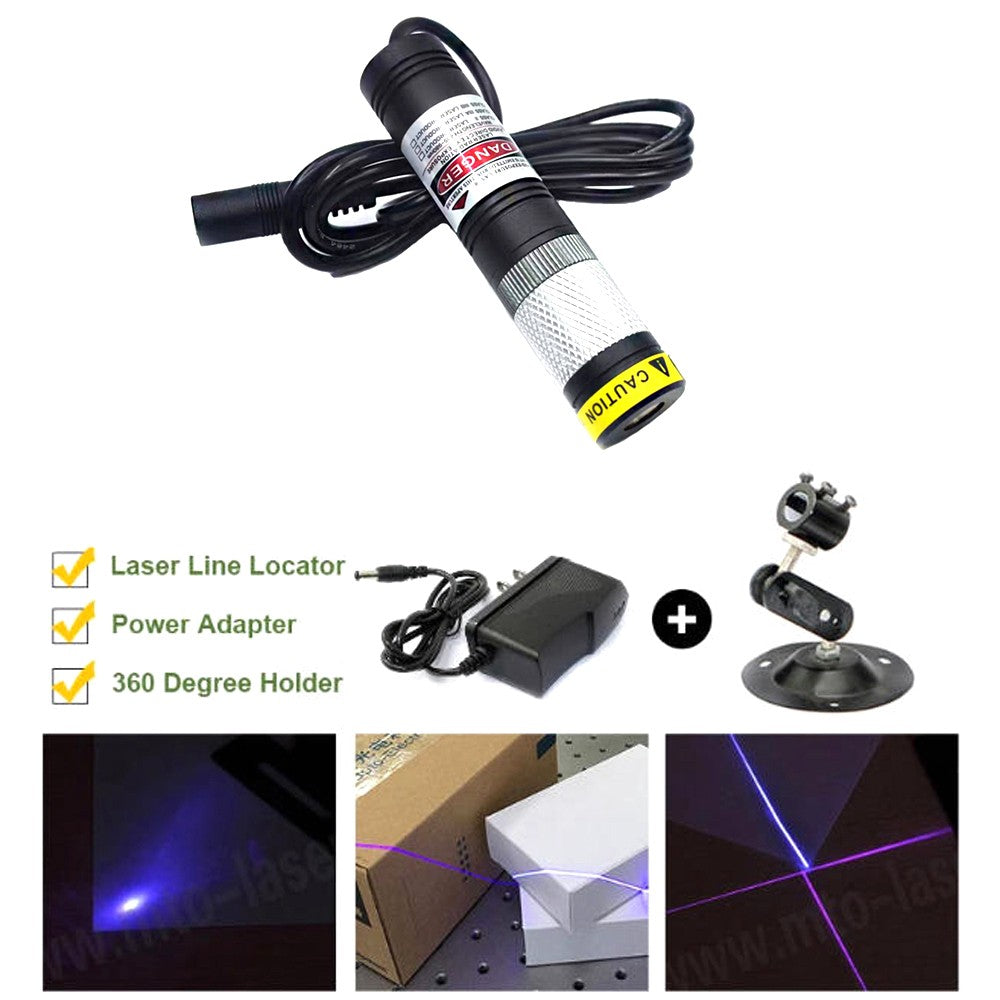 20x90mm 405nm Dot/Line/Cross Adjustable Focus Blue Purple Light Waterproof Laser Adapter + Bracket
