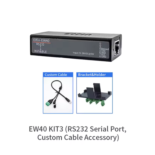 Elfin-EW40 EW41 EW42 Serial Server | RS232/RS485/TTL to Wi-Fi & BLE DTU with Internal Antenna