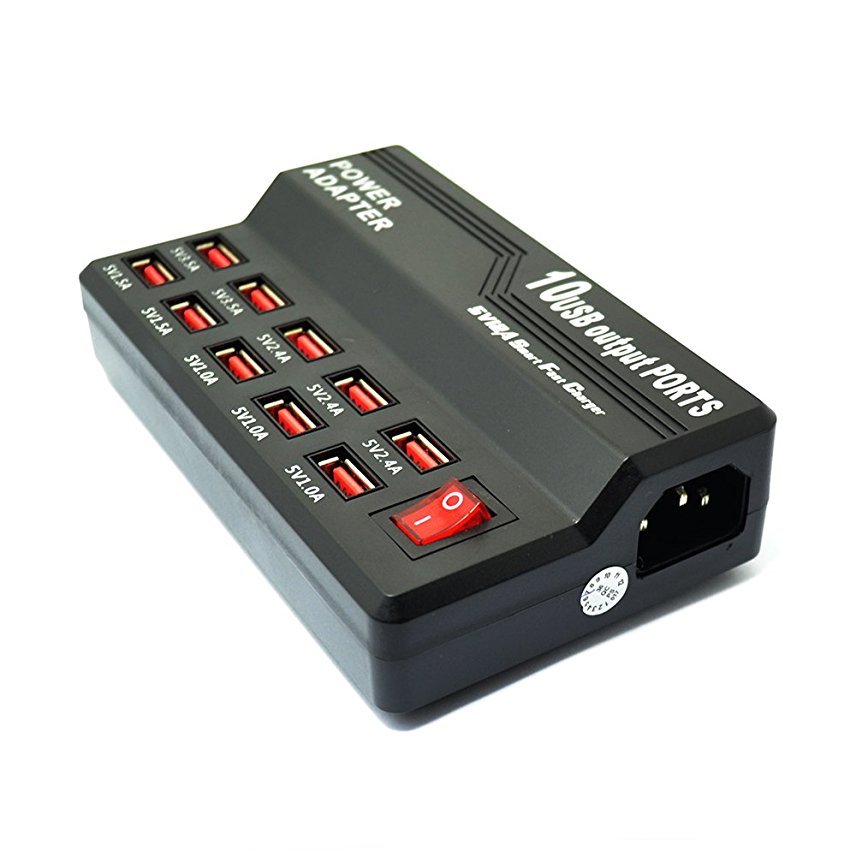 Outlet Power Strip USB Output 10 Ports Charging Station Desktop Wall Charger(US)