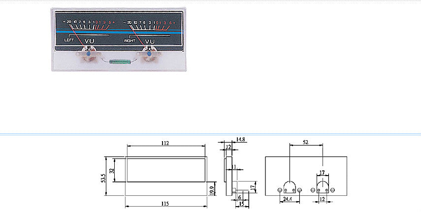 1PC Panel Meter SD-318 2 VU Meters 500uA  115x54mm with green Lamp