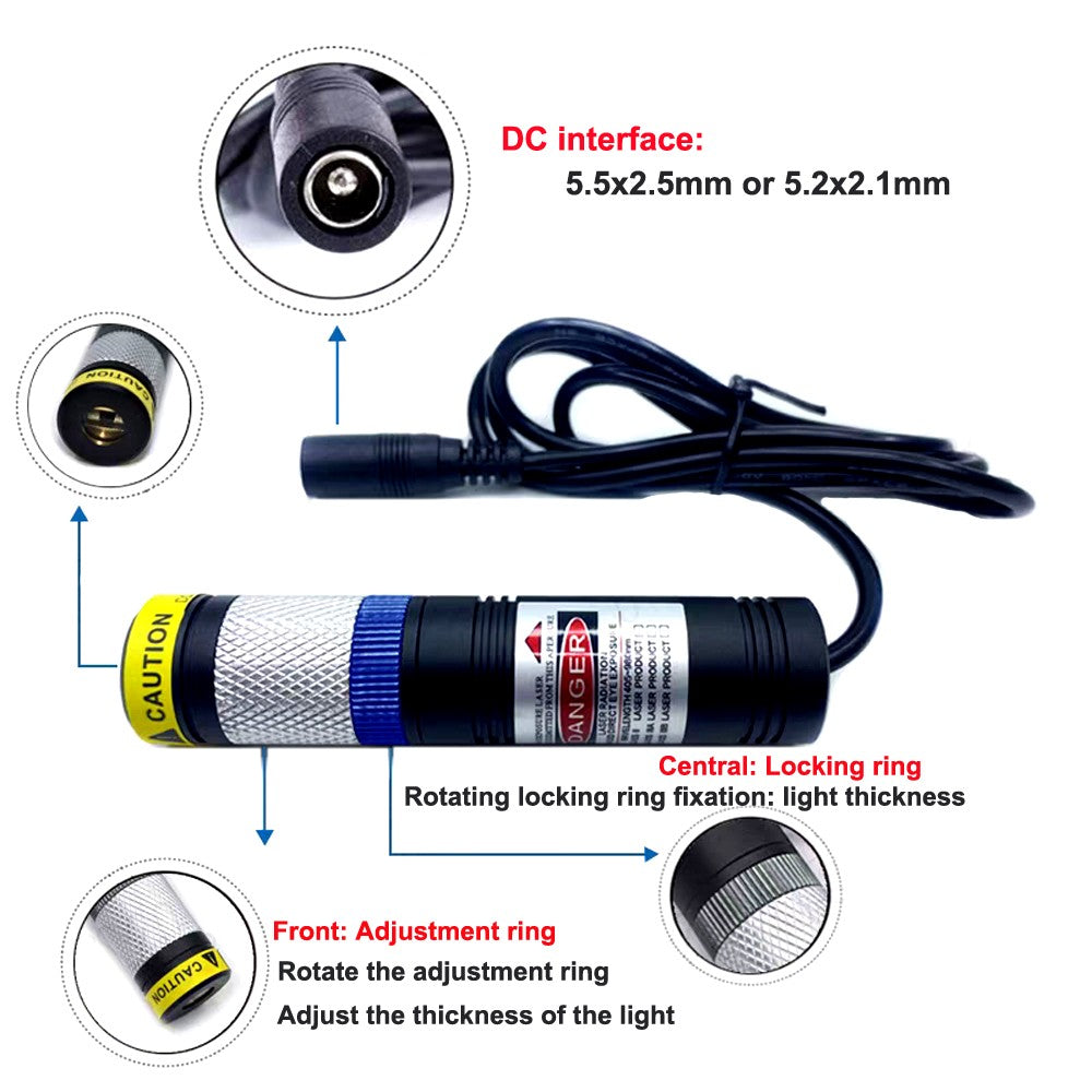 20x90mm 405nm Dot/Line/Cross Adjustable Focus Blue Purple Light Waterproof Laser