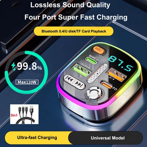 Car Bluetooth Receiver With Lossless Sound Quality MP3 Player Conversion Cigarette Car Charger Super Fast Charging