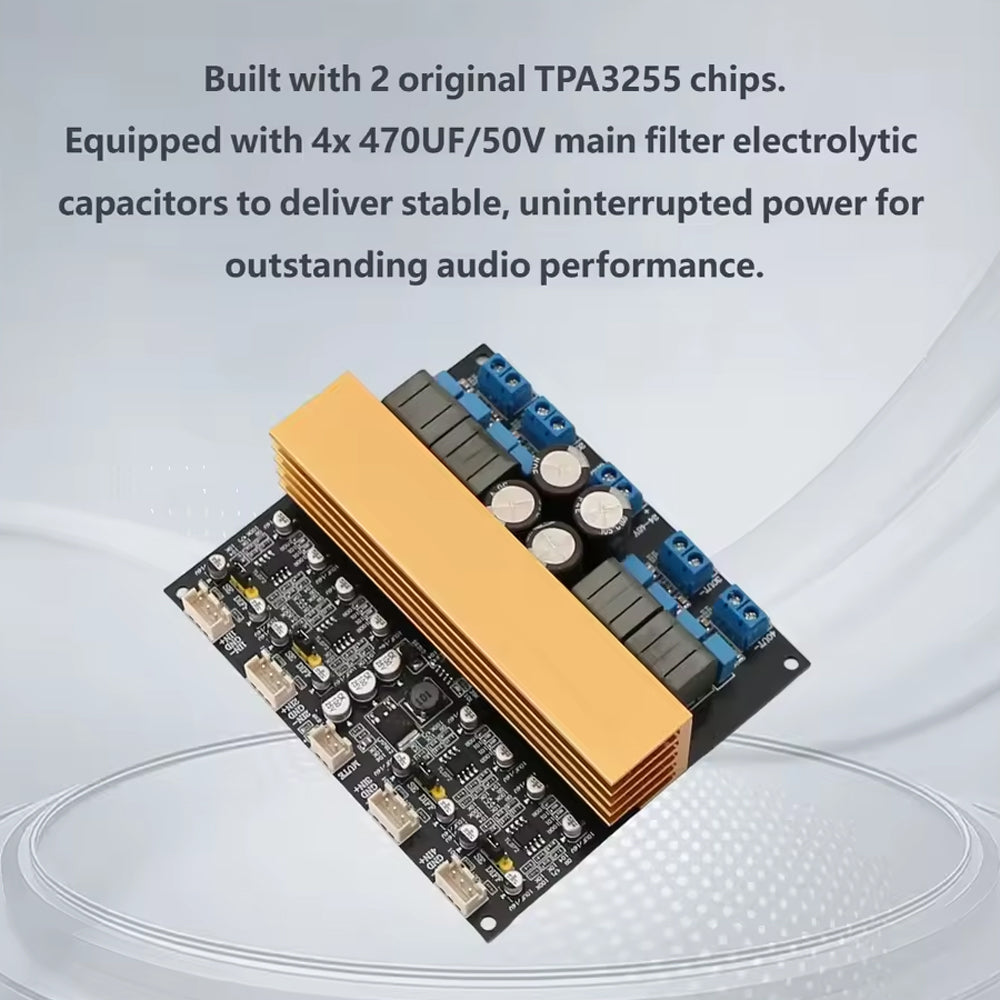 TPA3255 4-Channel 315W×4 HiFi Class D Digital Power Amplifier Board, Balanced Input Audio Amp Module DC24-48V