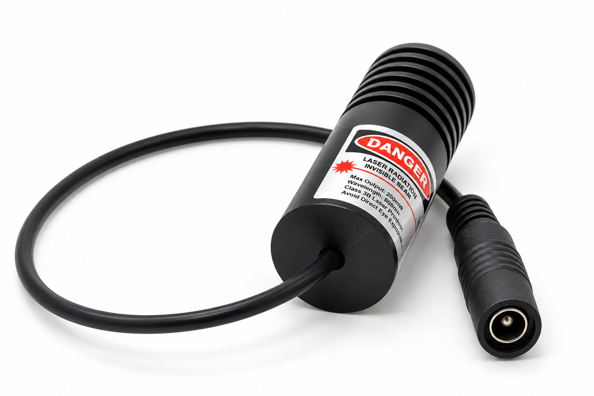 808nm 200mW Infrared Laser Dot Module – Focusable, 5V, with Optional Mount & Power Adapter