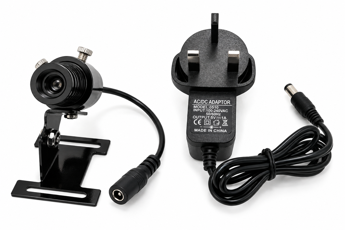 808nm 200mW Infrared Laser Dot Module – Focusable, 5V, with Optional Mount & Power Adapter