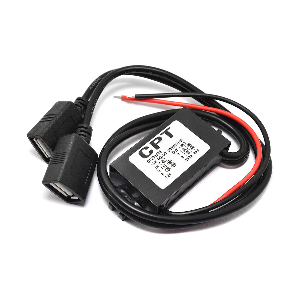 12V to 5V 3A Dual USB Car Power Converter Phone Charging DC-DC Step-down Module