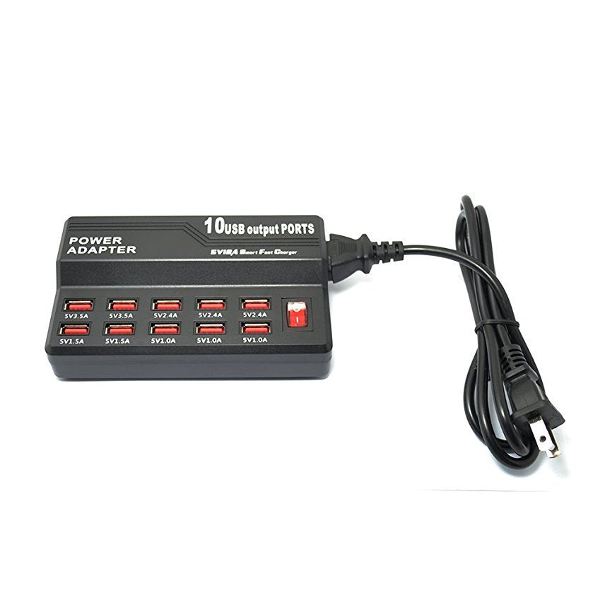 Outlet Power Strip USB Output 10 Ports Charging Station Desktop Wall Charger(US)