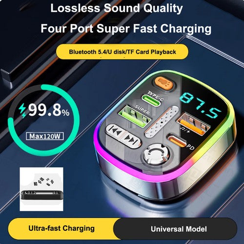 Car Bluetooth Receiver With Lossless Sound Quality MP3 Player Conversion Cigarette Car Charger Super Fast Charging