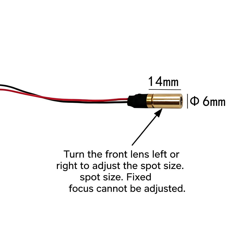 Φ6×14mm 520nm Small‑Sized Dot Green Laser Module with Glass Lens, 0.5mW 1mW 5mW 10mW Optional Power