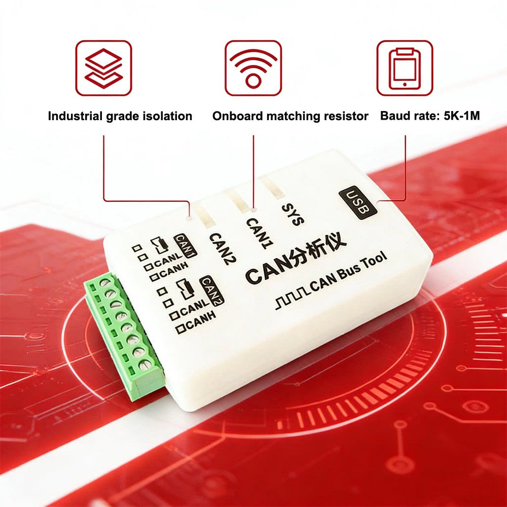 USB-CAN Multifunctional CAN USB Adapter 5K-1M Baud Rate 12M/S CAN2.0A/B Support Decoding Compatible ZLG