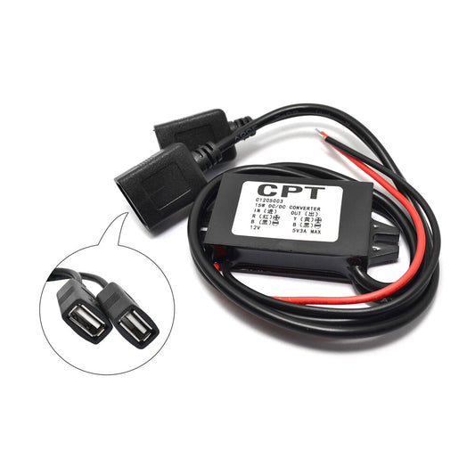 12V to 5V 3A Dual USB Car Power Converter Phone Charging DC-DC Step-down Module