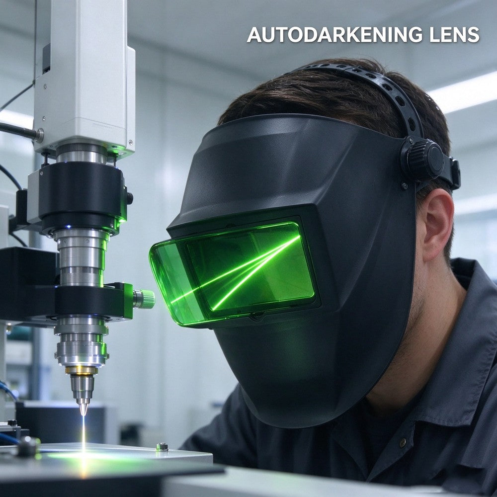 950-1100nm OD8+ Auto Darkening Industrial Fiber Laser Welding Helmet, Handheld Laser Welding Face Mask EN207 CE