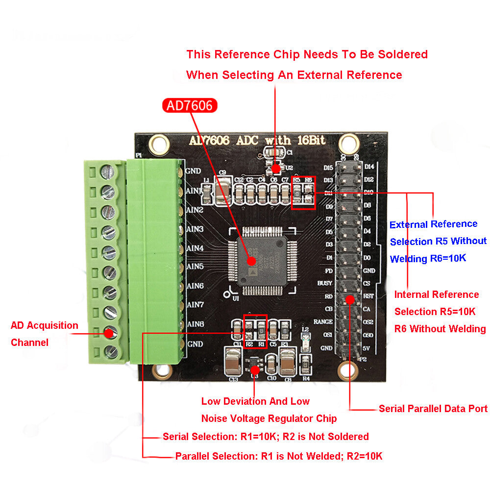 AD7606 Multi-channel AD Collector 8-CH Simultaneous Sampling Frequency 200KHz