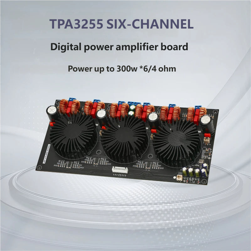 300W×6 TPA3255 5.1 Channel HiFi Digital Power Amplifier Board Class D 6CH Audio Amp Board DC 24V-48V for 4Ω/8Ω Speaker