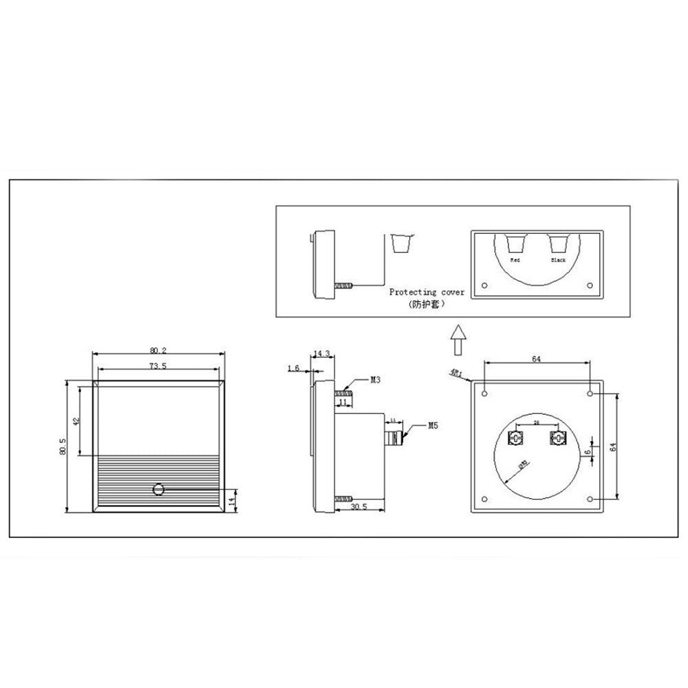 SD-H-M80 Panel Meter Ultrasonic Generator Electric Welder Ammeter DC-750A/75mV