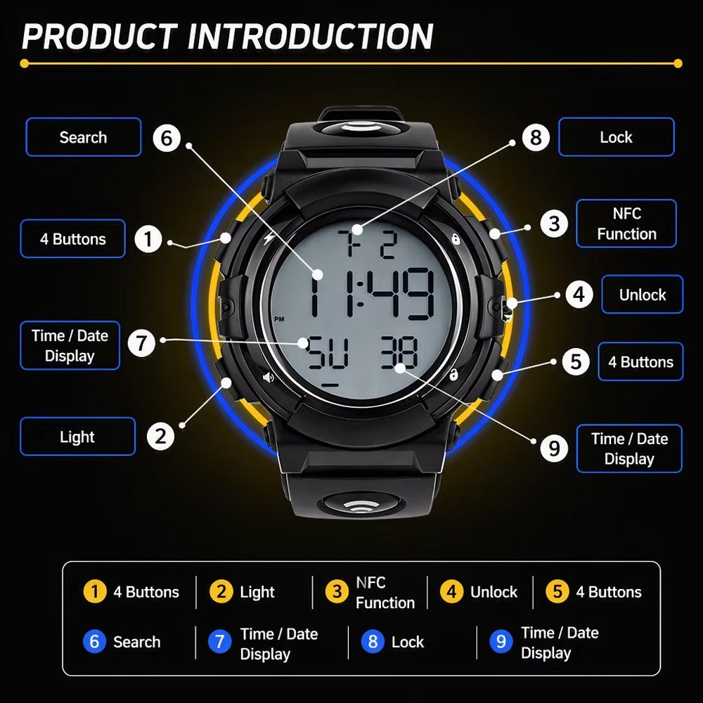 Watch Style Remote Copy Duplicator 4 Buttons, NFC Access Control 315MHz 433MHz, Garage Door & E-Bike Gate Clone Remote Control