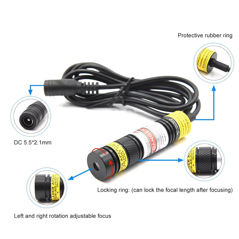 Red 648nm 650nm 660nm 50mW Dot Line Cross Laser Module 16x68mm w/Adapter DIY