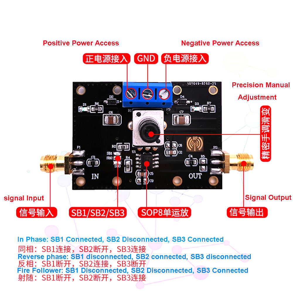 OPA657 High-Speed Broadband Operational Amplifier Module Low Bias Current Low Noise 1.6GHz Bandwidth