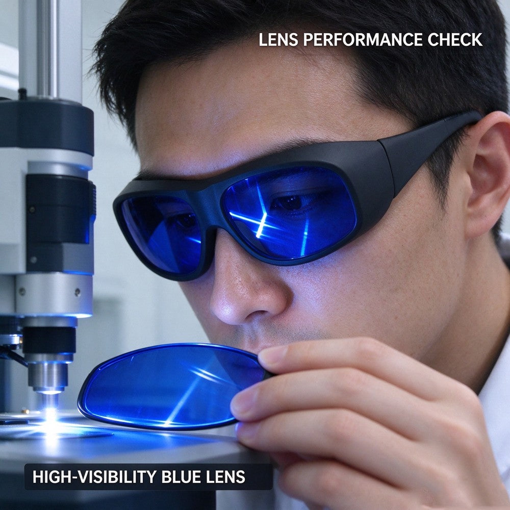 Laser Safety Glasses 585nm 595nm 650nm, OD5+, DIR LB5 LP CE Certified, Red & Yellow Semiconductor Laser Eye Protection, 10% Visible Light Transmittance