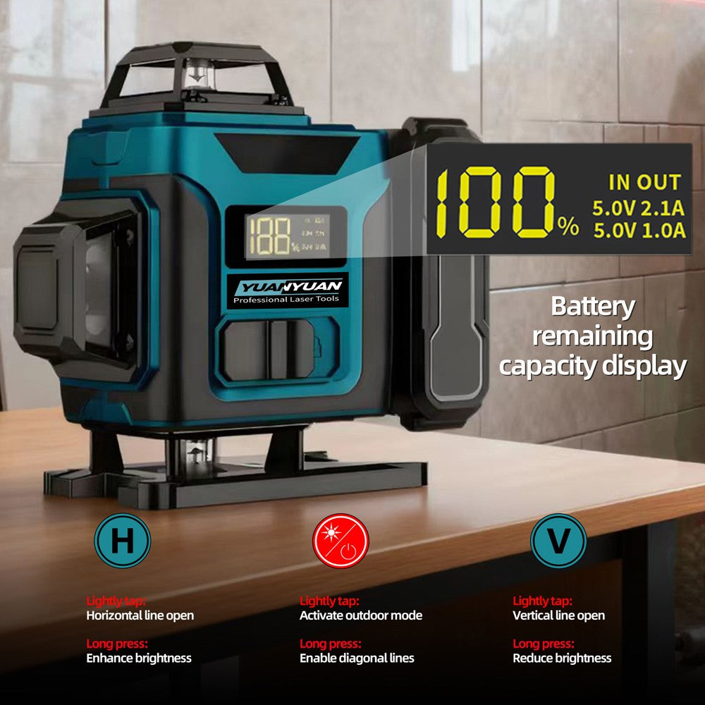 515nm High‑Precision Green Laser Level with Digital Display | Universal Level Tool for Indoor & Outdoor