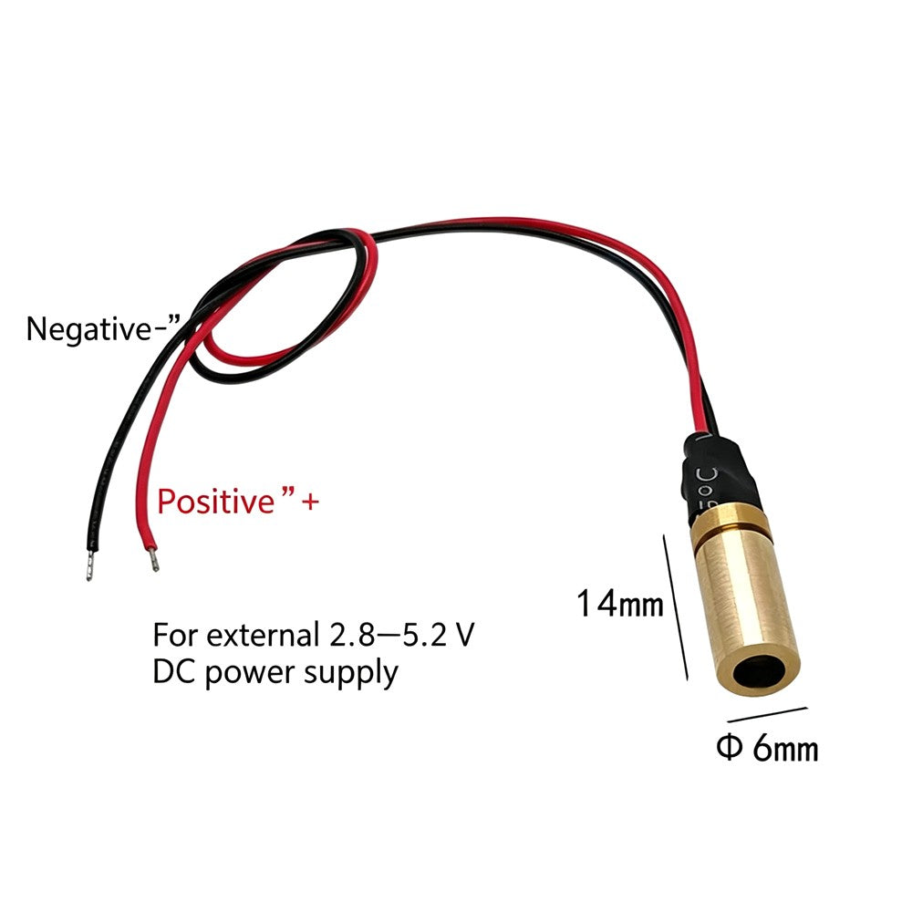 Φ6×14mm 520nm Small‑Sized Dot Green Laser Module with Glass Lens, 0.5mW 1mW 5mW 10mW Optional Power