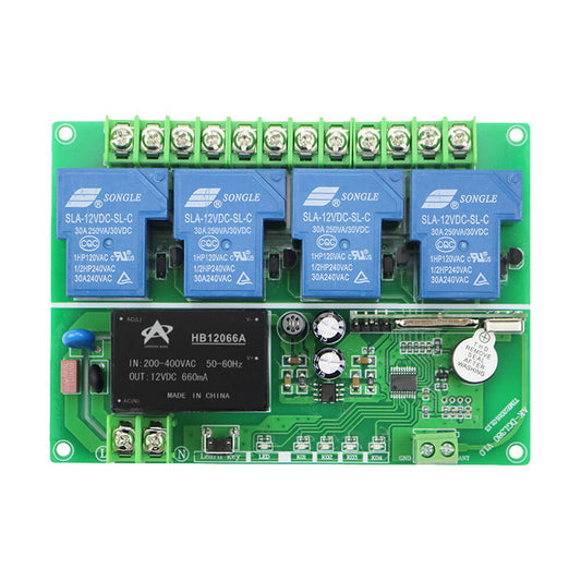 30A Learning Type 220-380V 4-Way Remote Control Switch Wireless Remote Control