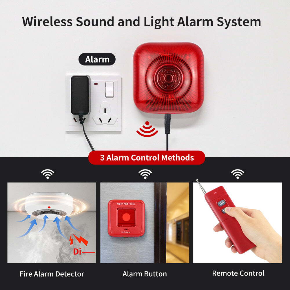 Wireless RF Fire Alarm Panel Wireless Audible and Visual Alarm Security System