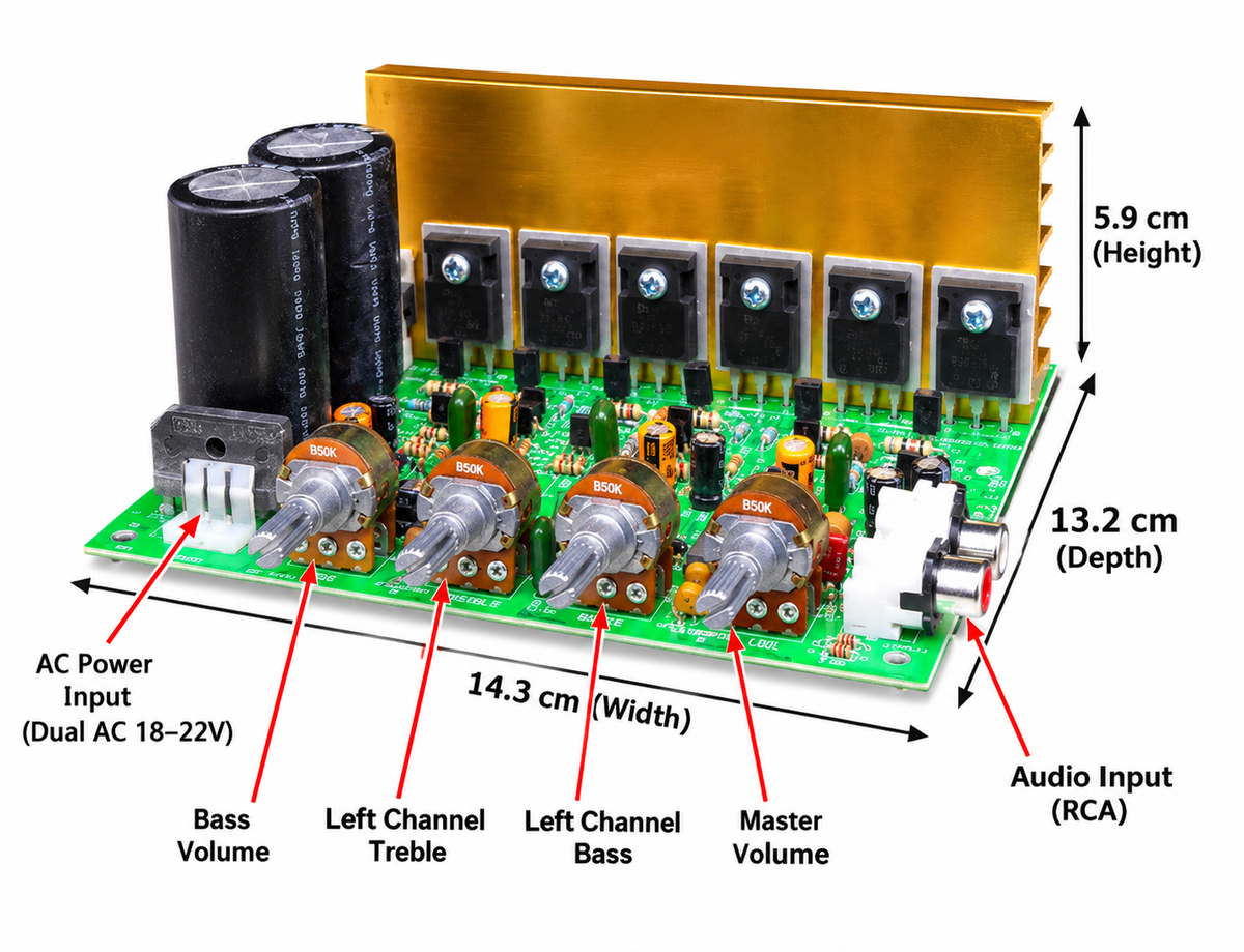 300W 2.1 Channel Subwoofer Power Amplifier Board – 2×100W + 120W DIY Audio Amp
