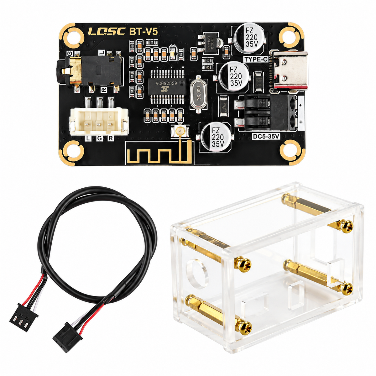 5V-35V Bluetooth 5.1 Audioempfangs- und Decodierungsplatine 12V Weitspannung USB Computer Soundkarten-Decoder