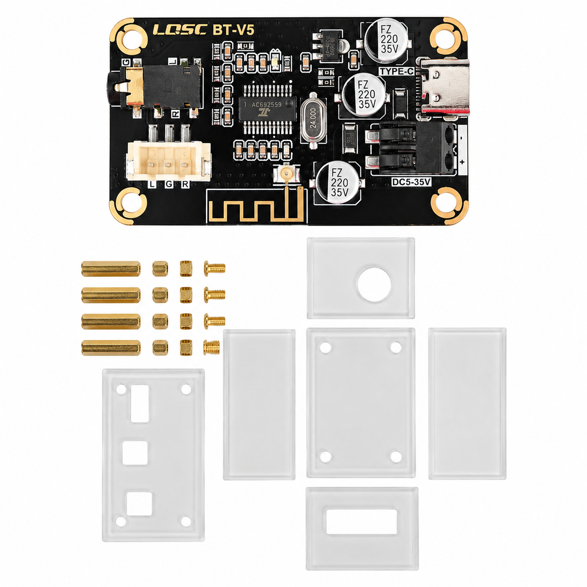 5V-35V Bluetooth 5.1 Audioempfangs- und Decodierungsplatine 12V Weitspannung USB Computer Soundkarten-Decoder