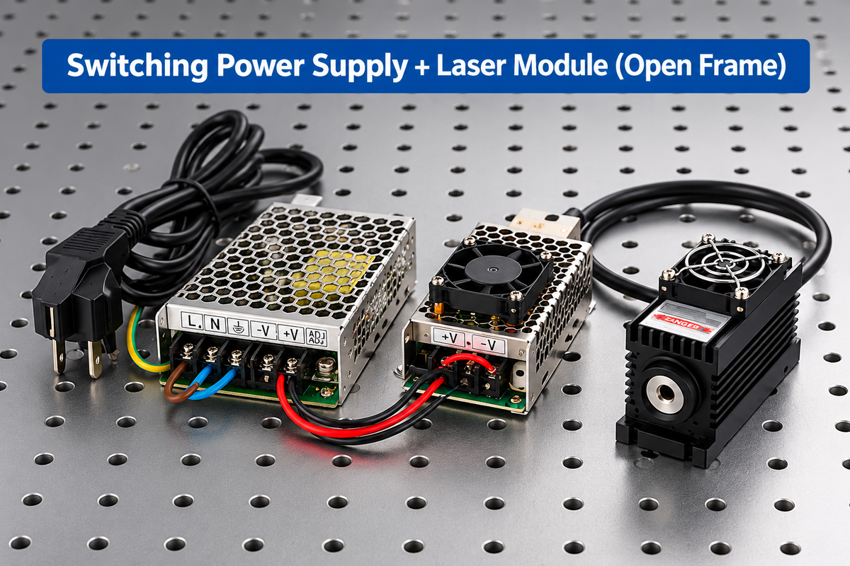 100mW 532nm Grünes Laserpunktmodul + TTL/Analog 0-30KHZ + TEC-Kühlung + 85-265V