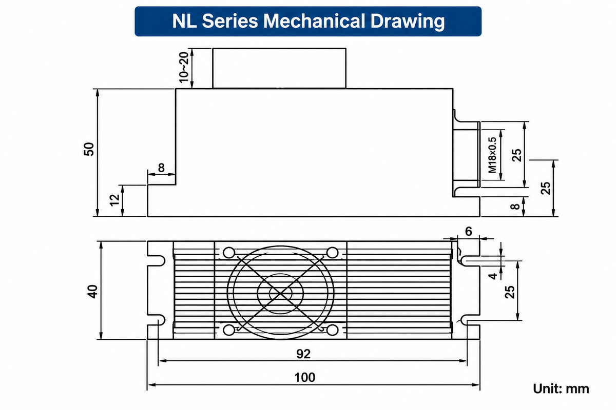 100mW 532nm Grünes Laserpunktmodul + TTL/Analog 0-30KHZ + TEC-Kühlung + 85-265V