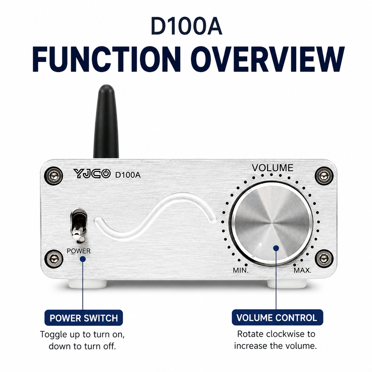 D100A Dual TPA3116 Bluetooth 5.0 Class D Stereo Amplifier 2×100W