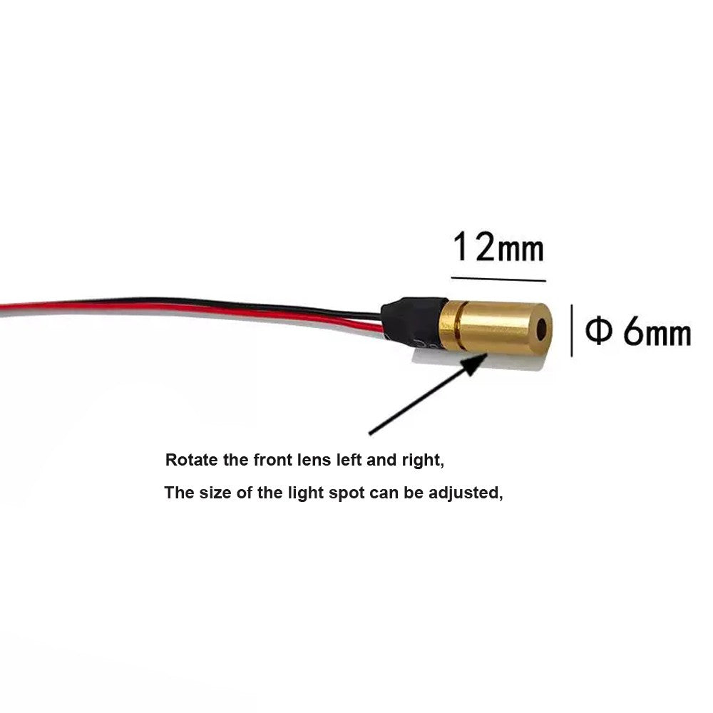 6×12mm 650nm Red Dot Laser Module | 0.4mW 1mW 5mW 10mW Industrial Laser Emitter for Dot Positioning & Alignment