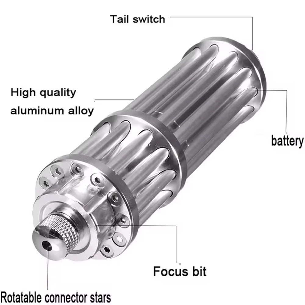 1W 450nm Blue Laser Pointer, Adjustable Focus Laser Torch, Portable Outdoor Laser Sight