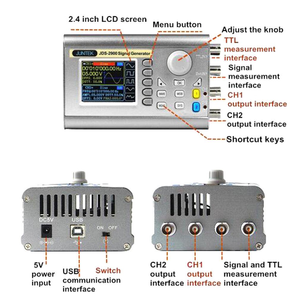 15MHZ Signal Generator Digital Dual-channel DDS Signal Generator frequency meter