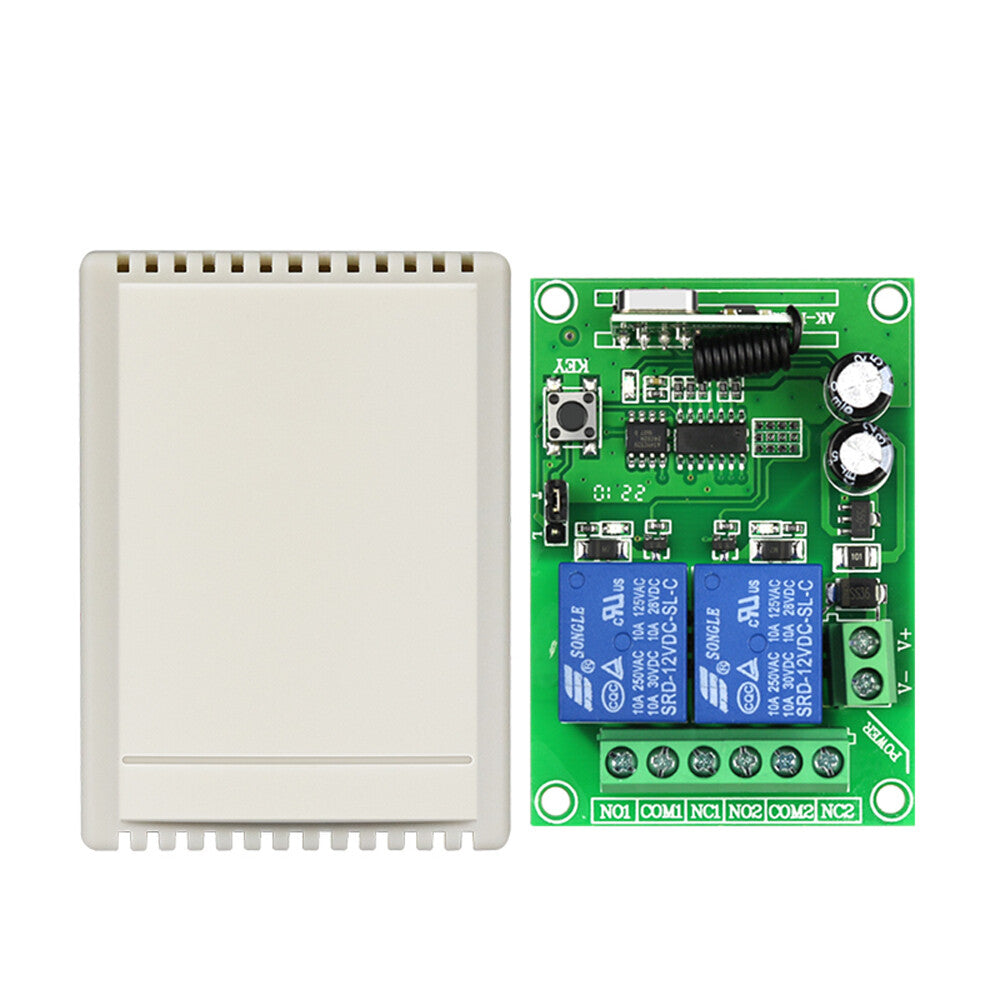 DC12V 2 Channels Learning Universal RF Remote Controller Wireless Relay Receiver
