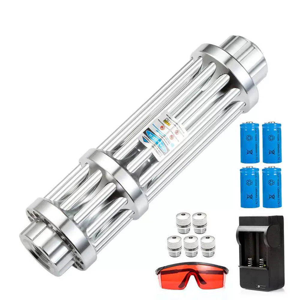 1W 450nm Blue Laser Pointer, Adjustable Focus Laser Torch, Portable Outdoor Laser Sight