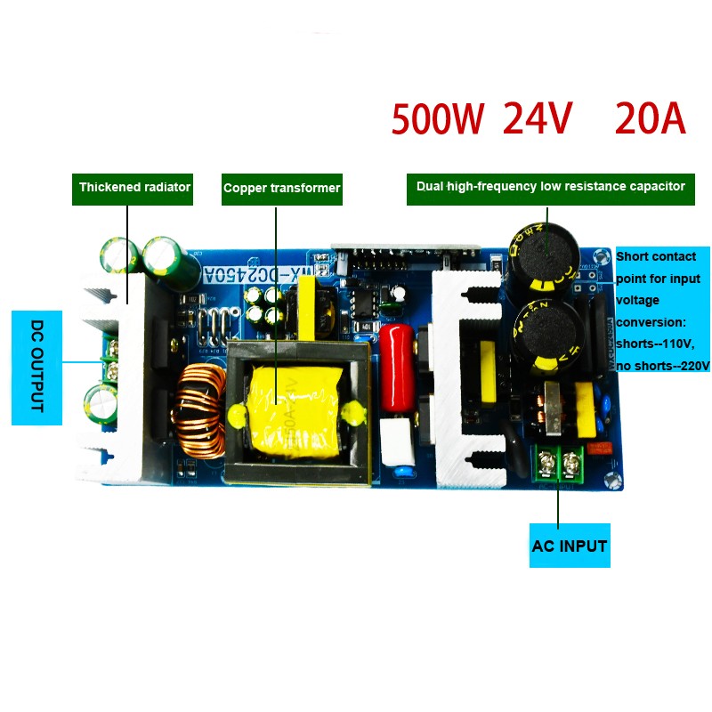 Switching Power Supply Module Board AC110V/220V to DC24V High Power 500W 20A