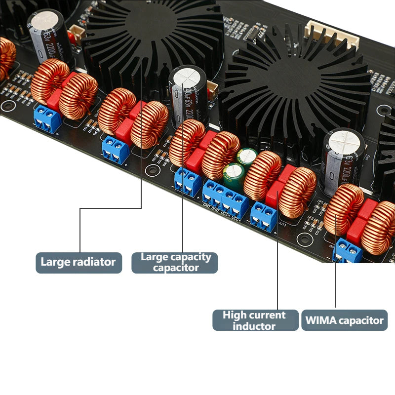 TPA3255 8-Channel 7.1 HiFi Digital Amplifier Board 300W*8 4Ω 150W*8 8Ω Class D Audio Amp DC24-48V 20-20KHz SNR100dB
