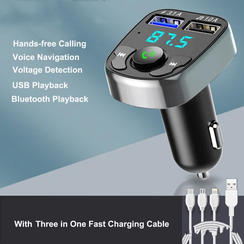 Car Bluetooth Receiver 5.0 Non destructive Multi functional Player with Atmosphere Light Car Supplies Charging Fast Charging