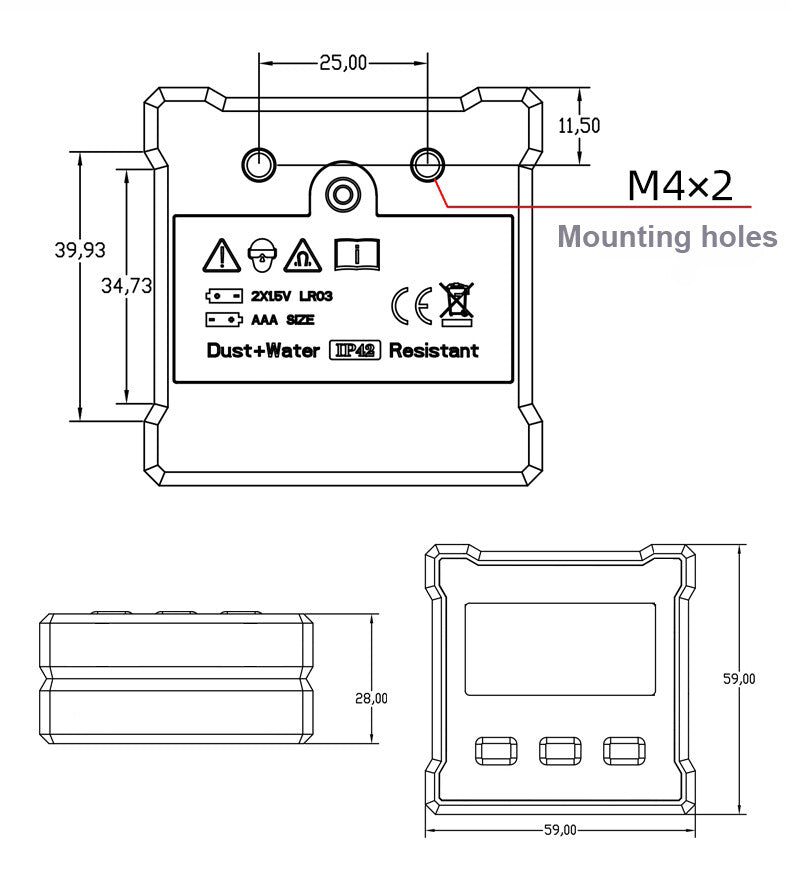 DXL180/DXL180C Dual Axis 0.05° Resolution Meter Digital Angle Inclinometer 180°
